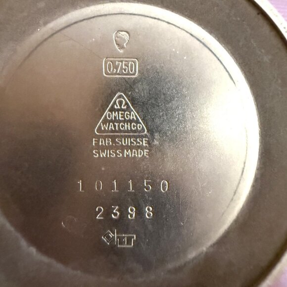 Vintage Men’s 18K Solid Gold Omega Automatic Black Face Wrist Watch with Band - Picture 6 of 6